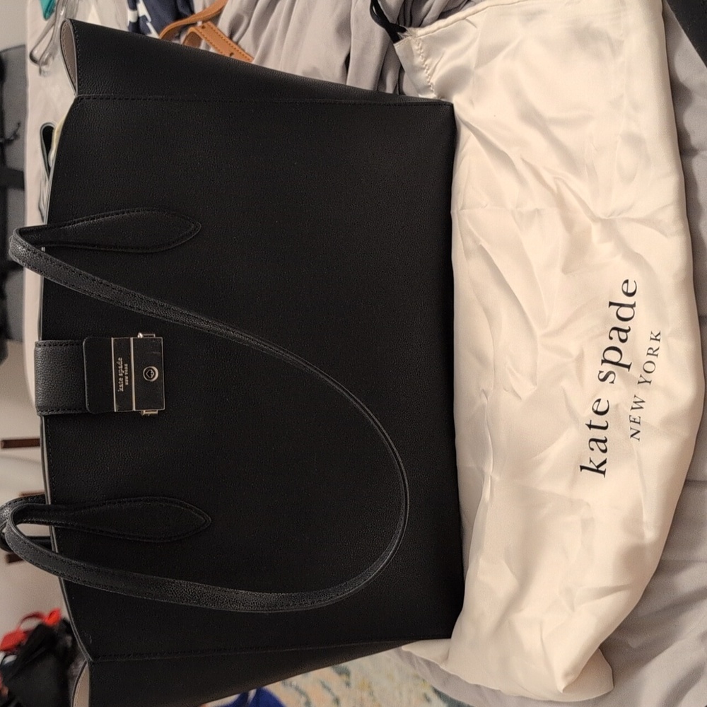 NWT Kate Spade Voyage Large Work Black Leather Tote Bag GORGEOUS - Picture 6 of 6